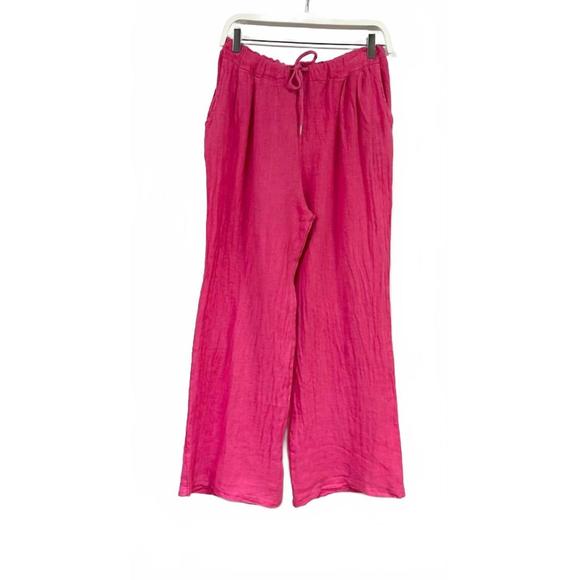 NEW VENTI6 linen palazzo pants in fuchsia - Picture 3 of 6